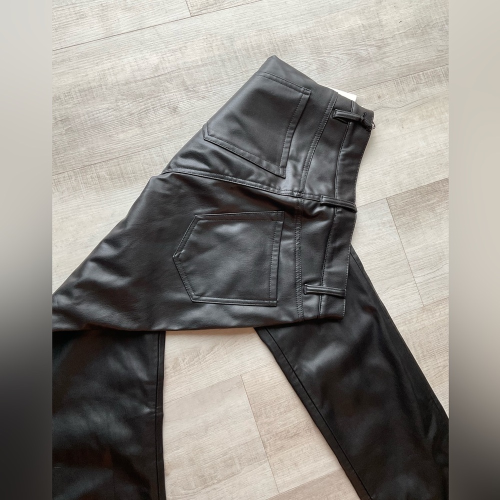 7 For All Mankind Black Leather Look Pants